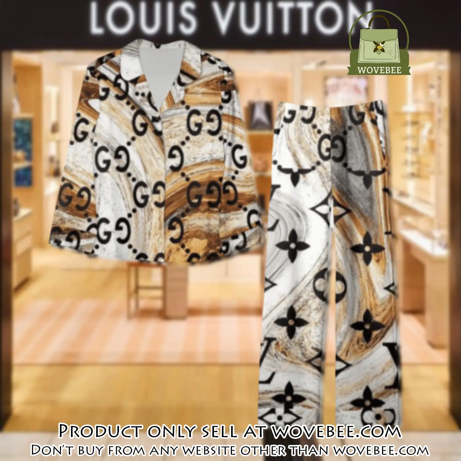 Trending luxury lv satin pajama set pjs1071 wvb1343031